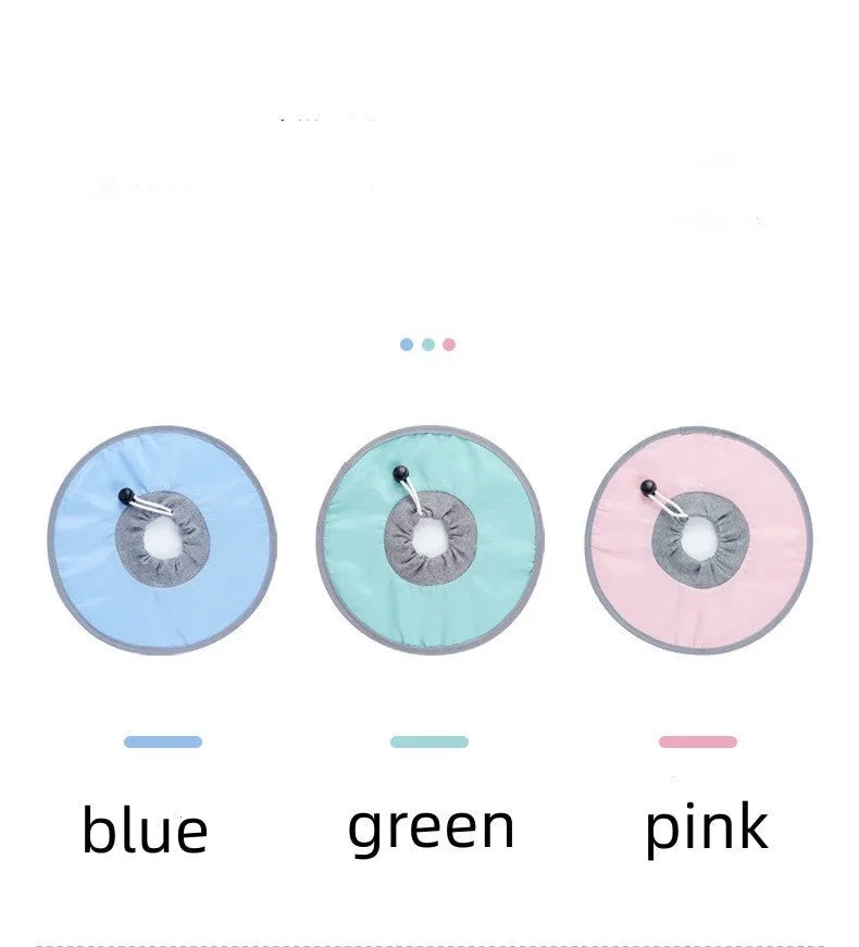 Cloth circle collar cat collar made from polyester in light blue colour, size M