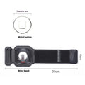 Sports mobile phone arm bag in black with phone inserted showing adjustable strap and waterproof construction