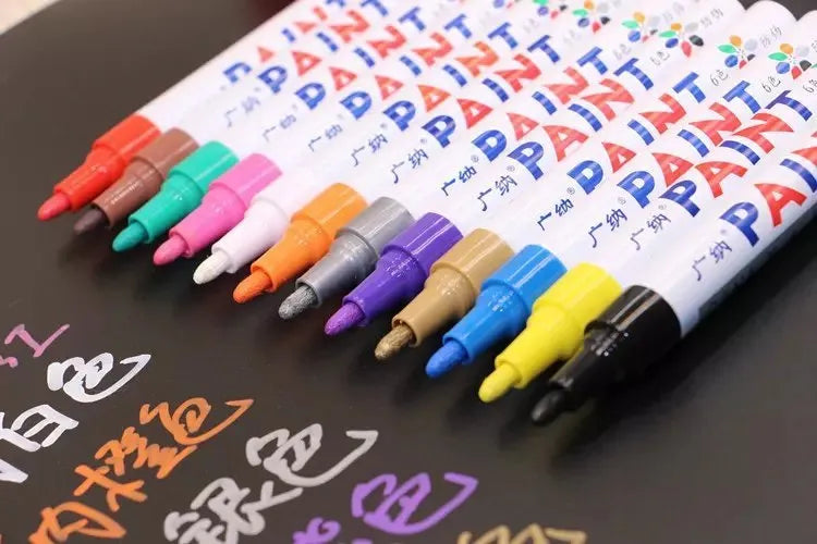 Permanent paint marker pen for car tyre tread and metal CD repair, 14.3 cm, 12 colours available