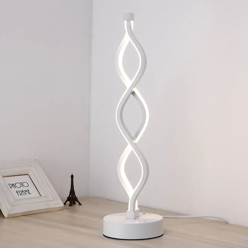 LED desk lamp with water wave acrylic shade, aluminium body, 220V push button switch, gold or white