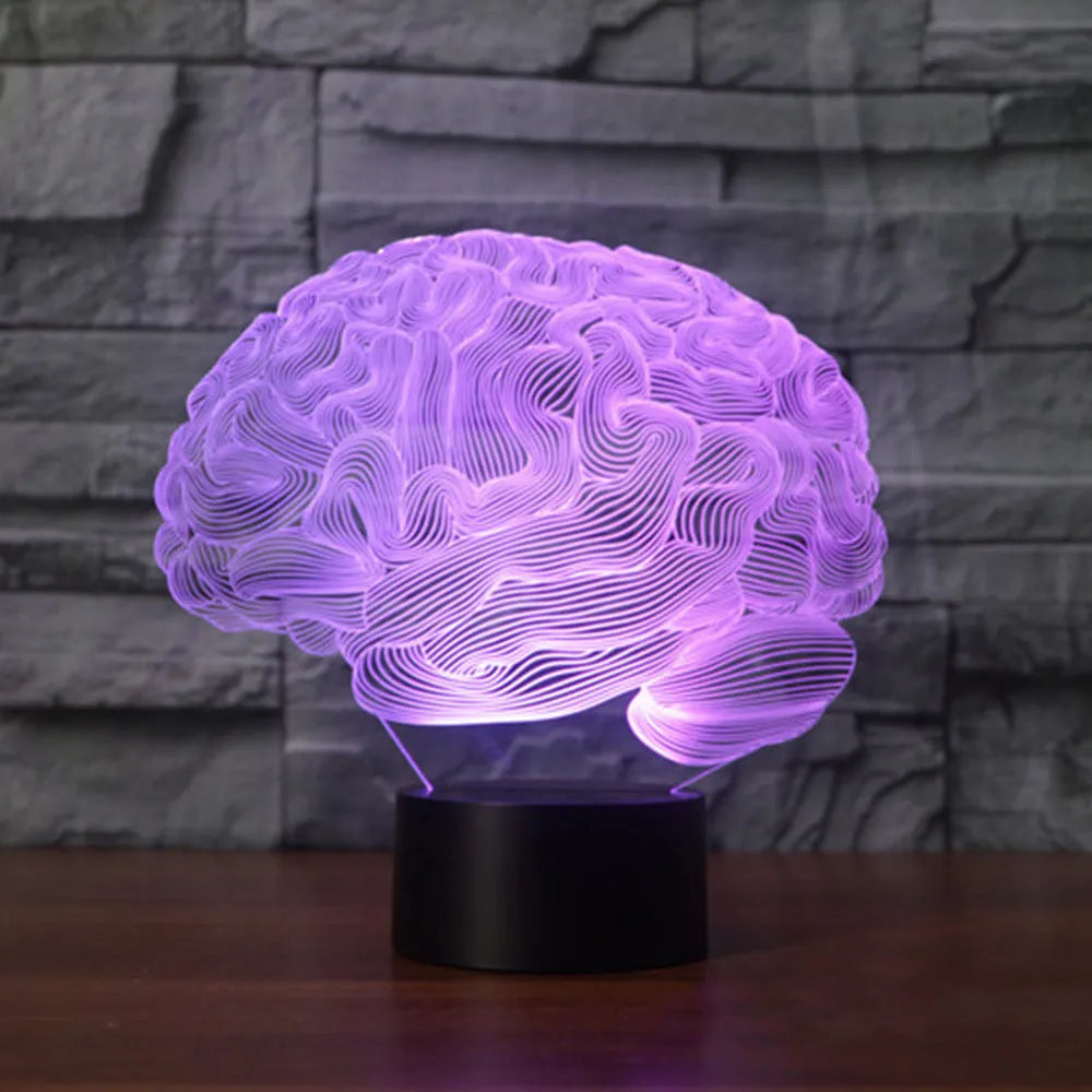 3D acrylic illusion LED desk lamp with colourful light display and remote control on a wooden surface