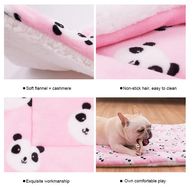 Four seasons universal mat in lamb cashmere and flannel, cute cartoon style, colours blue navy pink yellow, sizes L M S