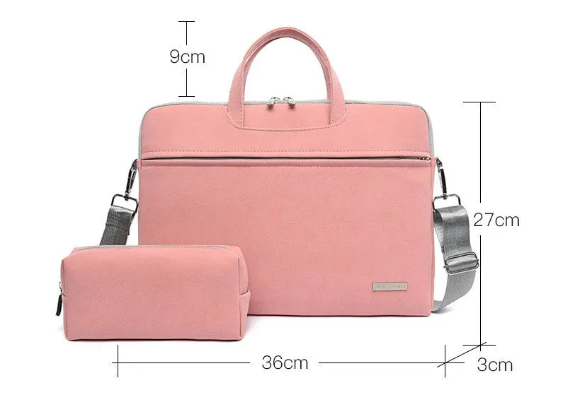 PU leather laptop bag for 13.3 inch MacBook Air with removable shoulder strap, available in black, dark grey, grey, pink