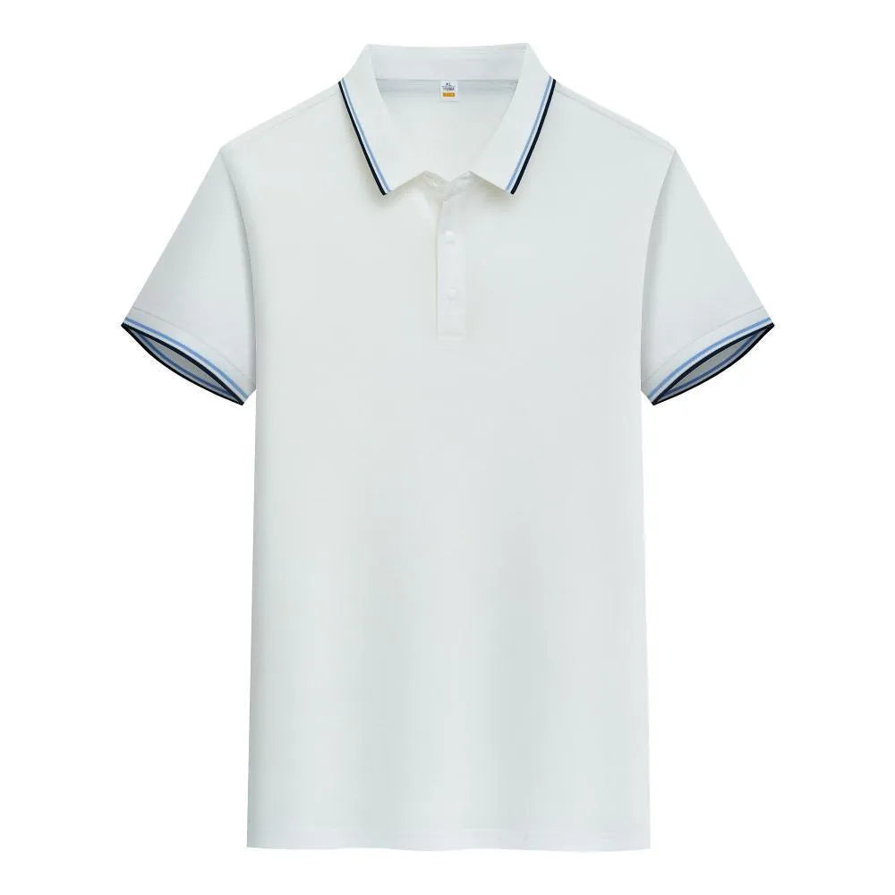 Pure cotton polo shirt with lapel collar and short sleeves in multiple colour options