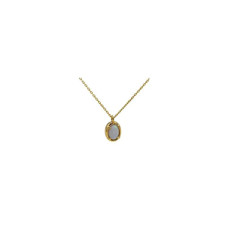 Geometric jelly opal pendant necklace in sterling silver with gold or white gold plating options