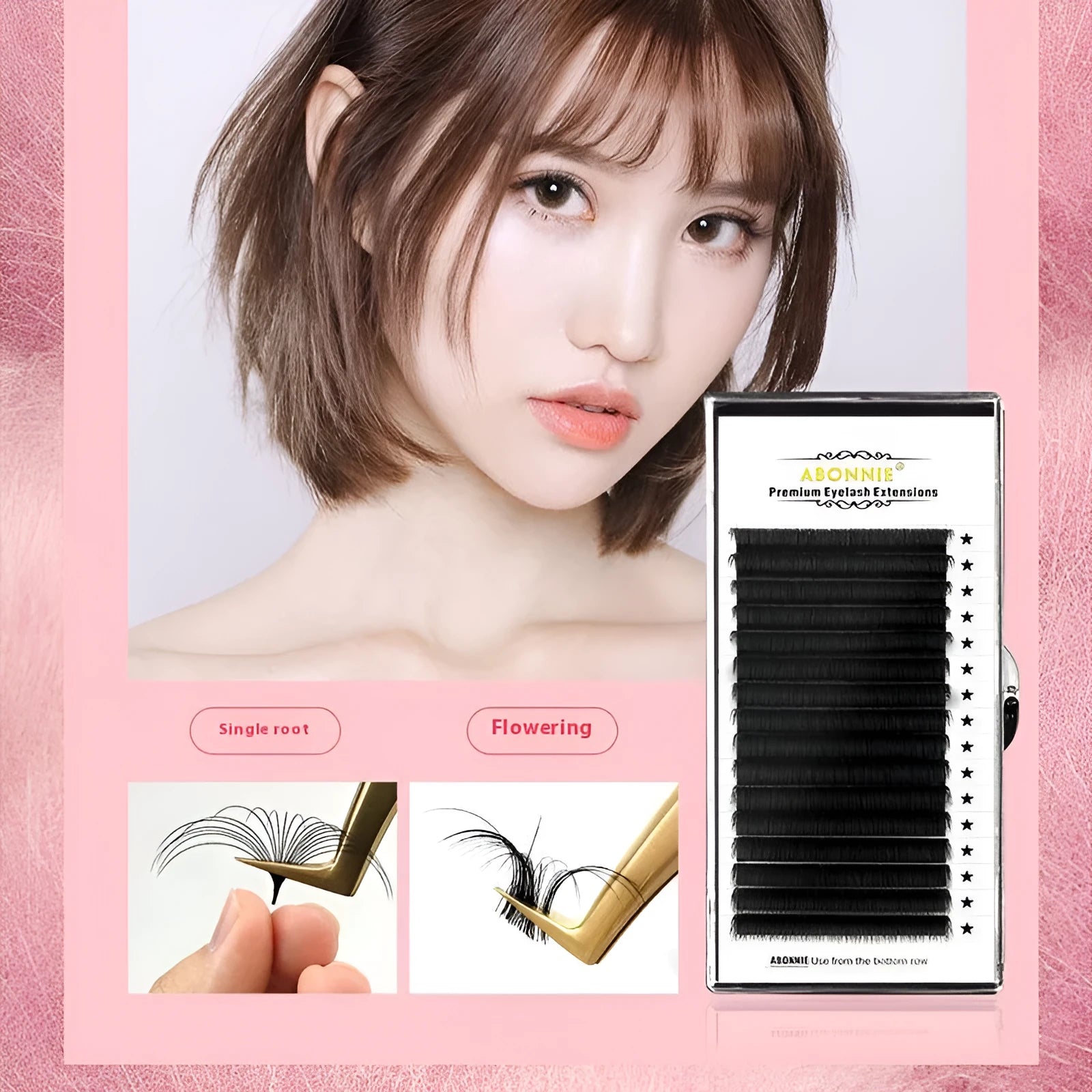 Close-up of 16-row dense false eyelashes in mink hair, showing matte texture and full length.