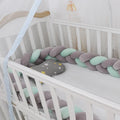 Flexible braid knot baby bumper cushion in soft spandex velvet for crib protection