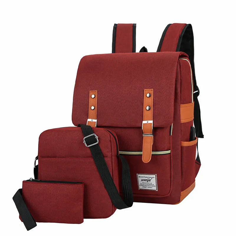 Three-piece business backpack in Oxford cloth with curved shoulder straps and large capacity