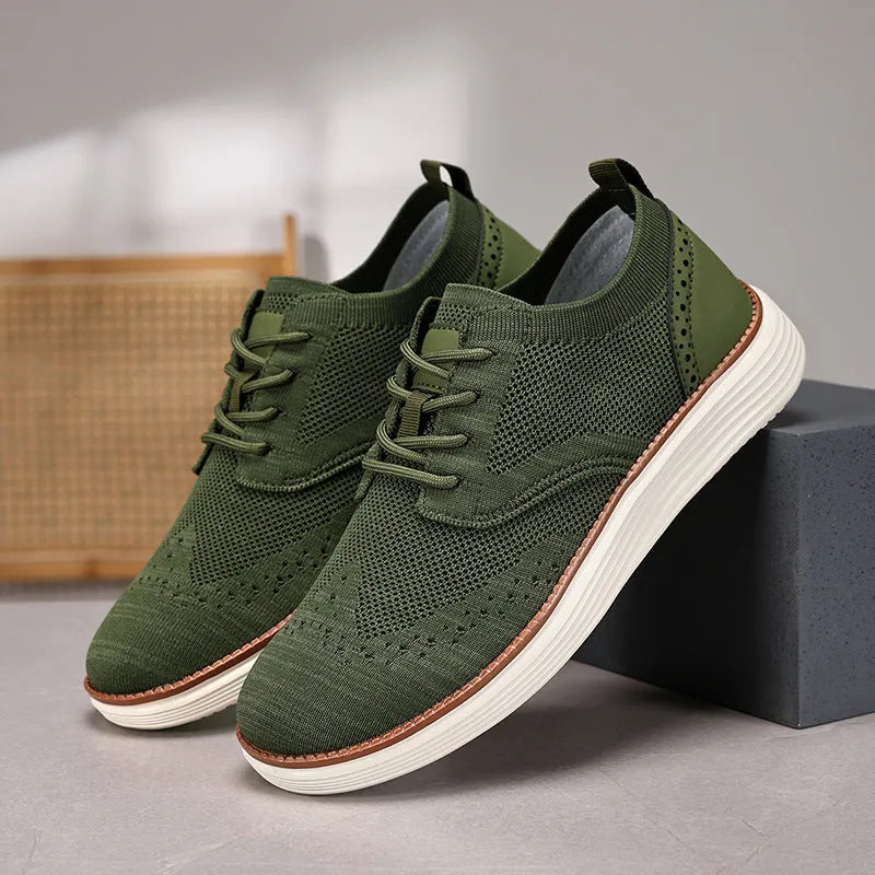 Men's breathable mesh hiking shoes with rubber sole, round toe, low heel, available in six colours