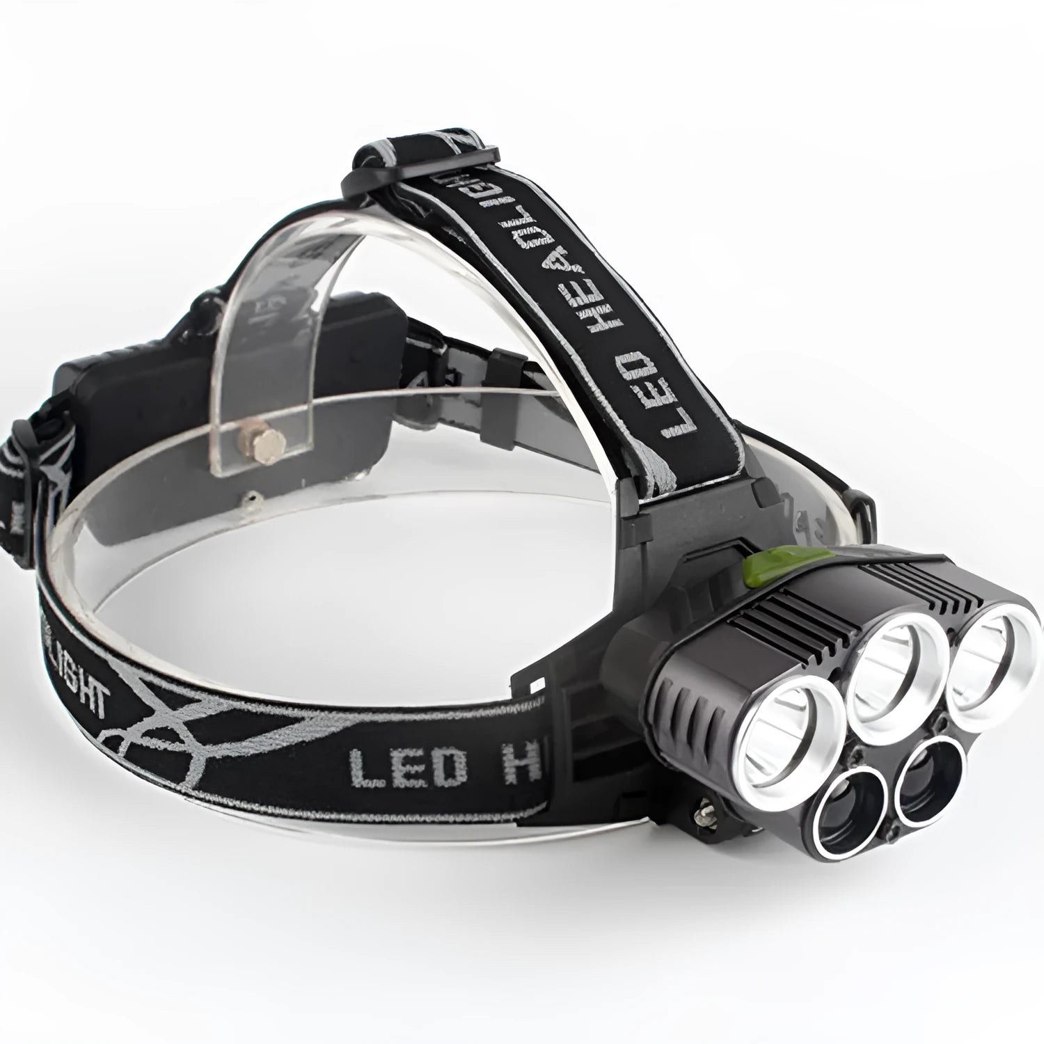 Outdoor camping headlamp with strong focus light showing 300-500 metre range capability