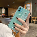Transparent flash powder mobile phone case for Apple iPhone on a white background.
