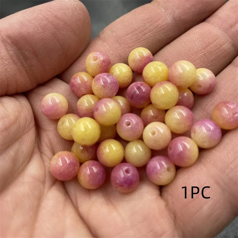8mm yellow jade loose round bead with pearlescent finish for jewellery making