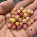 8mm yellow jade loose round bead with pearlescent finish for jewellery making