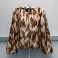 Korean slim-fitting women's faux fur coat in street fashion style on a hanger.