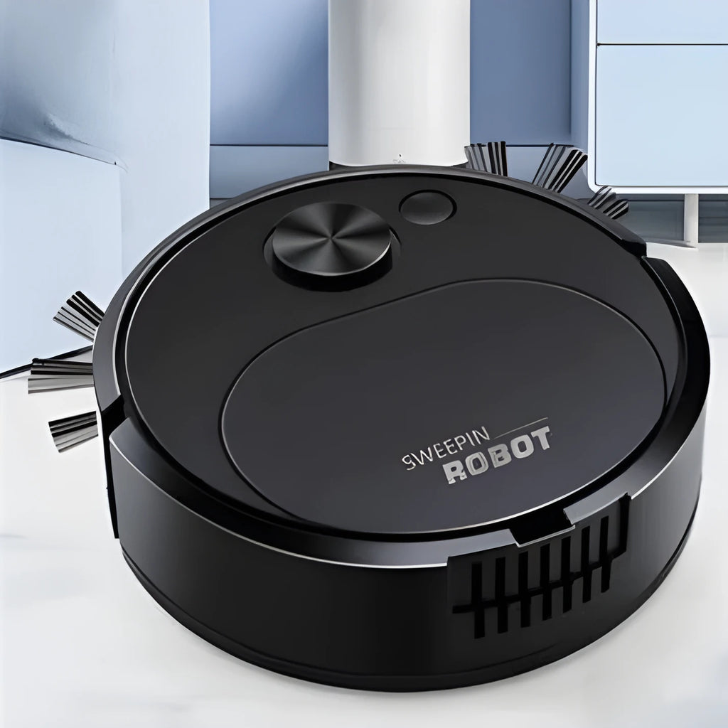 Sweeping robot automatic household mini cleaning machine in 8018 black with wear-resistant brush and lock water mop