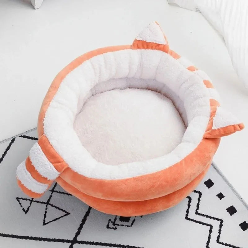 Plush dog bed mat in grey with non-skid bottom, size S 35x35x18cm, for small dogs and kittens