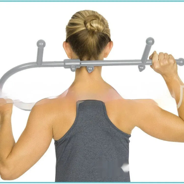 Grey plastic deep acupressure stick for manual massage of neck, back, leg, and foot