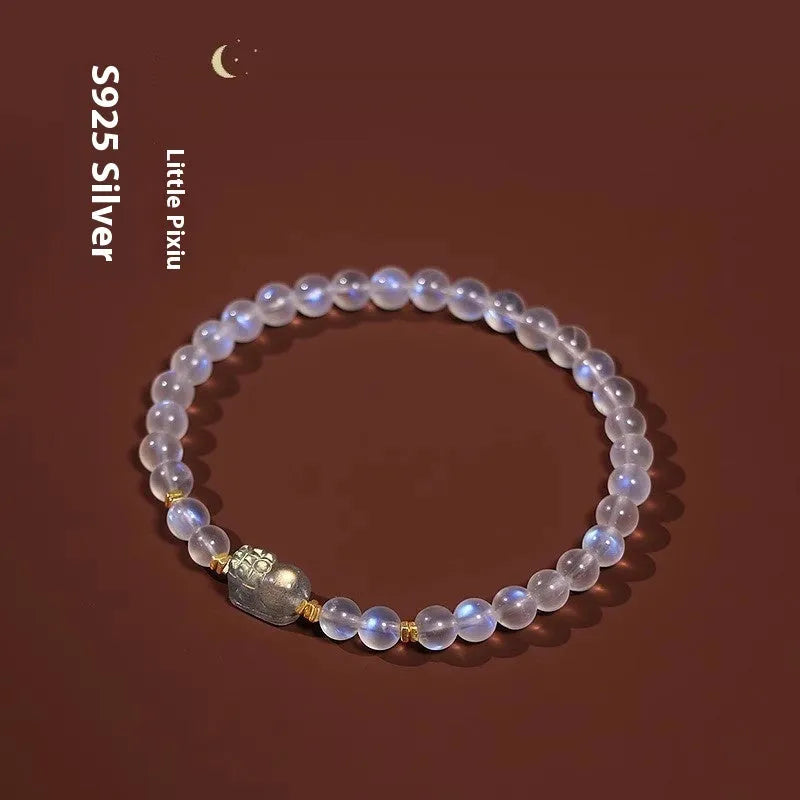 Moonstone women's bracelet with zodiac modelling in fashion blue light colour and national style design