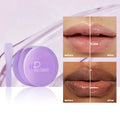 Box containing exfoliating lip balm, a lip film, and a scraper tool for lip care.