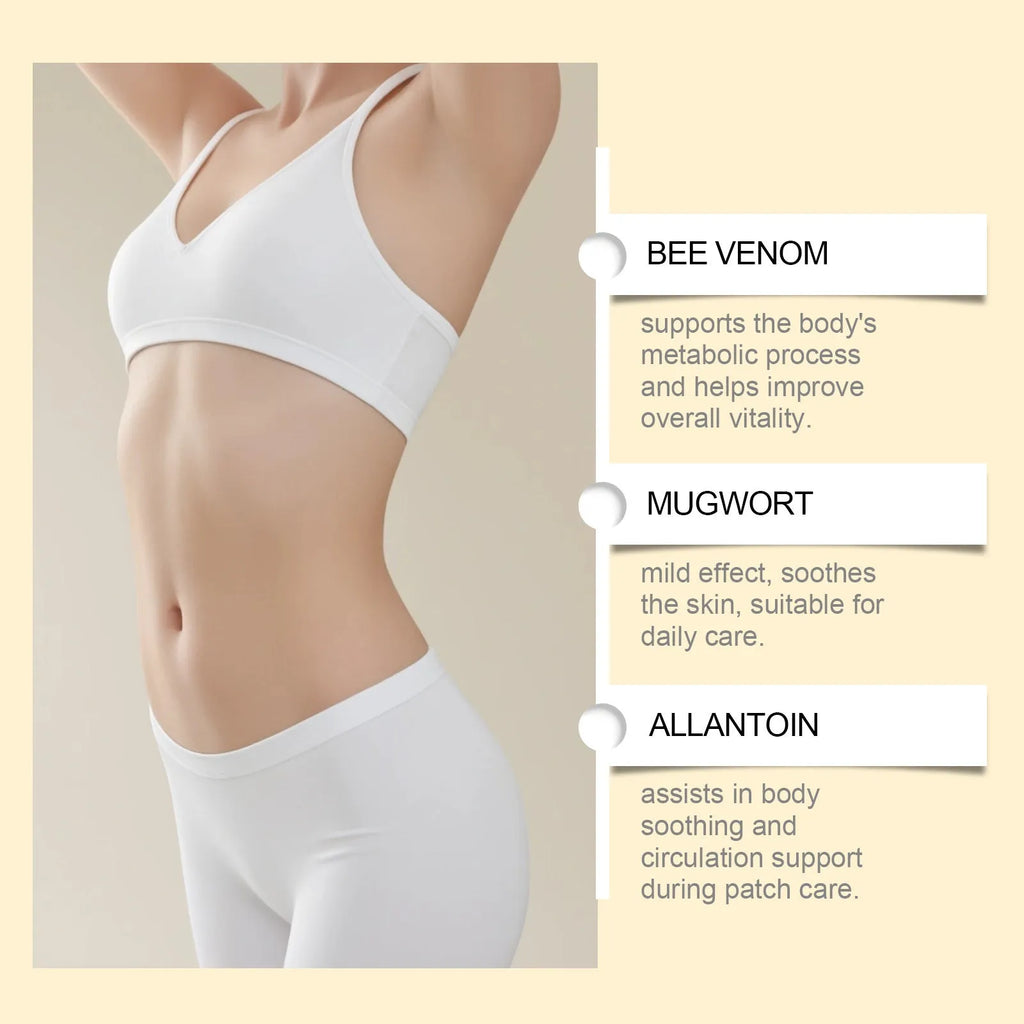 Herbal body shaping navel stickers pack with 10 adhesive patches containing bee venom and argy wormwood