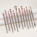 7-piece eyeshadow brush set with rayon bristles and long plastic handles in brown and black colour options