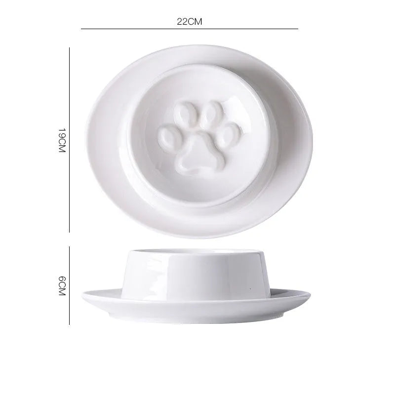 Ceramic anti-choking slow feed pet bowl for cats and dogs in three colour options