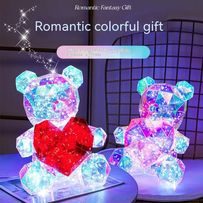 Creative glowing bear plastic gift with USB plug 30 cm red love colour