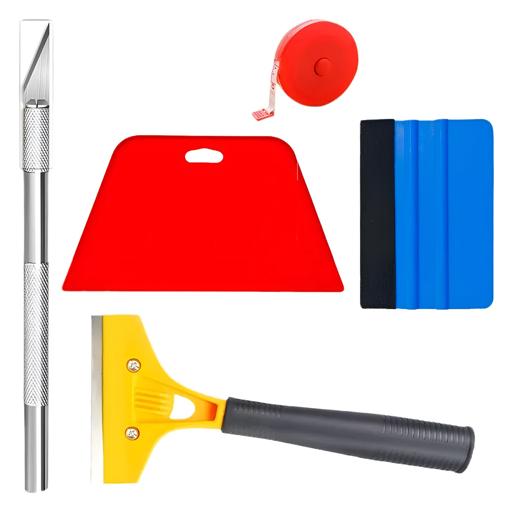 Plastic car film smoothing tool set for automotive window tint and vehicle wrap installation