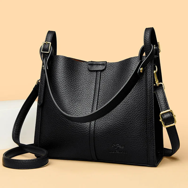 Soft PU retro shoulder bag in vertical square shape with internal organiser compartments in selected colour