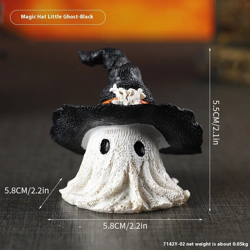 A detailed resin wizard hat ornament in either black or purple, for Halloween and holiday decoration.