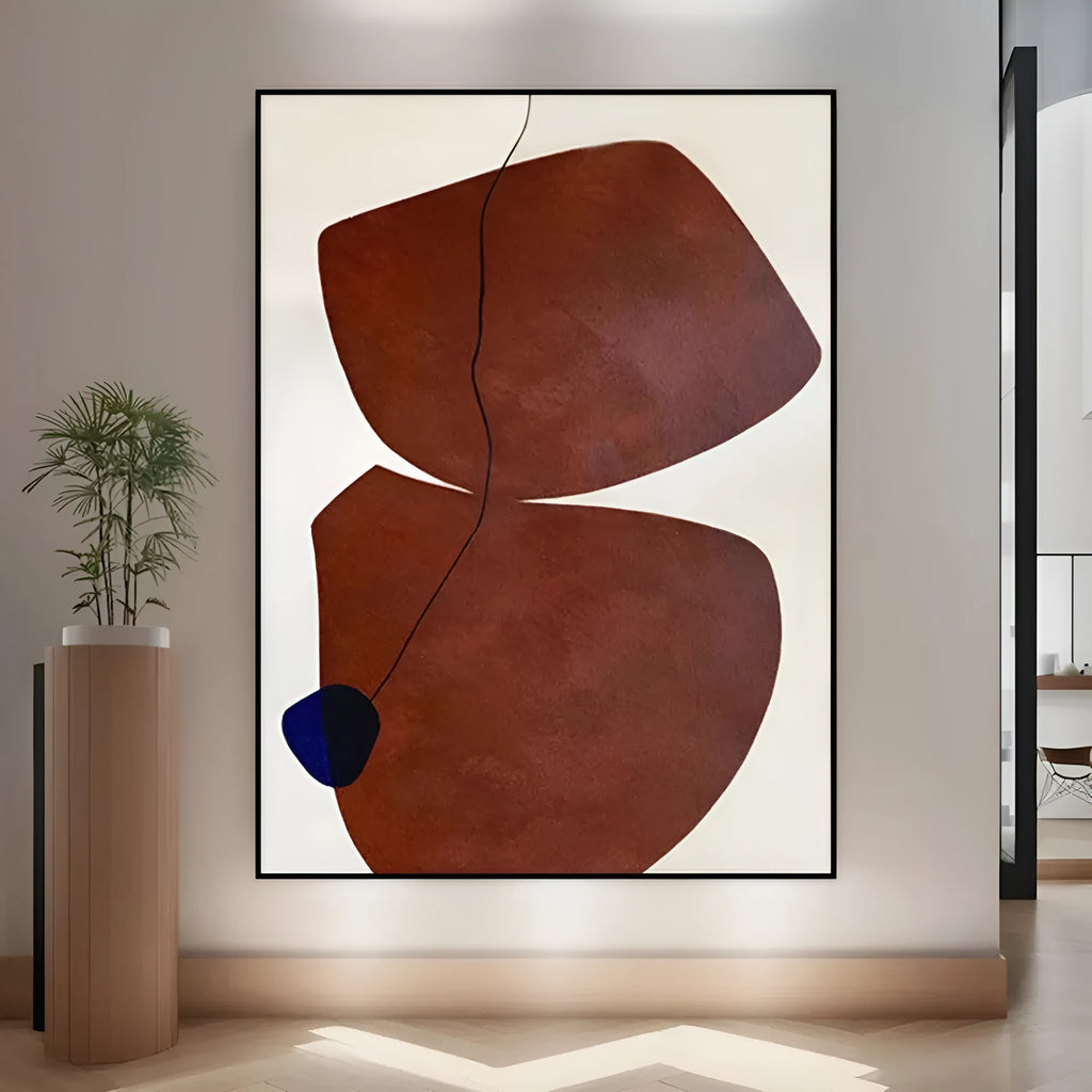 Hand-painted abstract wabi-sabi style oil painting on canvas, unframed and rolled, with modern minimalist design