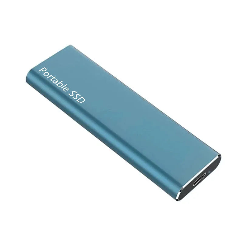 Ultra-thin metal mobile SSD expansion hard drive in red, black, blue, and silver colour options.