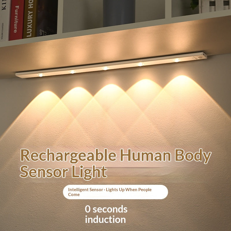 Smart LED Motion Sensor Wardrobe Light - Ultra-Thin Rechargeable Indoor Night Lighting for Kitchen Cabinets & Wine Coolers