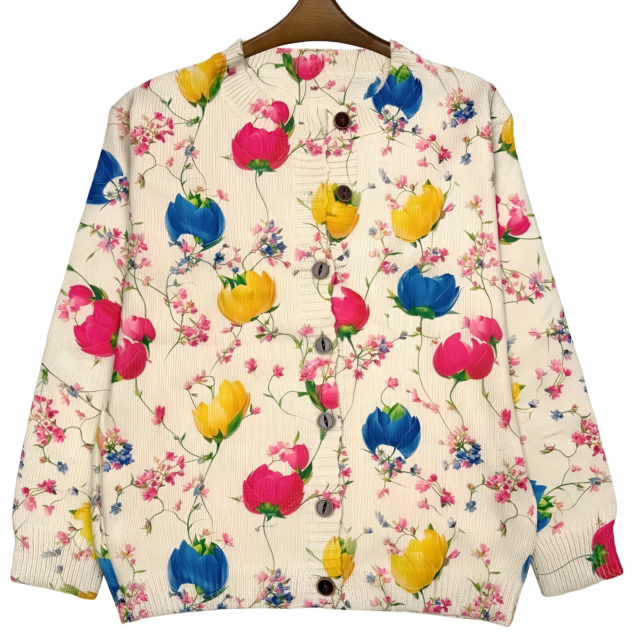 Custom digital image printed on a long sleeve polyester top, available in sizes S to 5XL