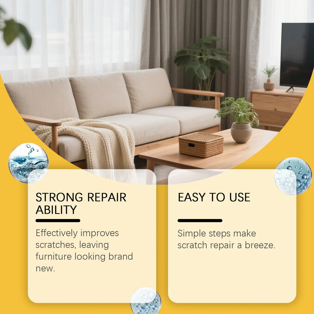 Wooden furniture scratch care solution with 100ml bottle and 20x20cm microfiber towel