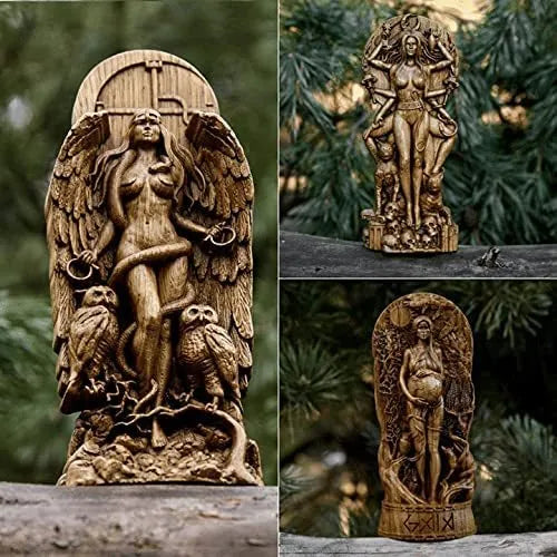 Resin Greek Goddess statue sculpture for altar or garden, 22cm tall in choice of three colours.
