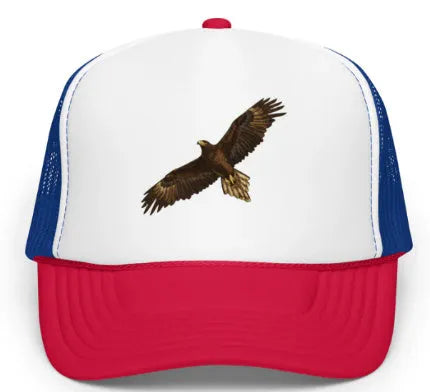 Red Sponge Hawk embroidery baseball cap with dome top and polyester fabric for sunshade
