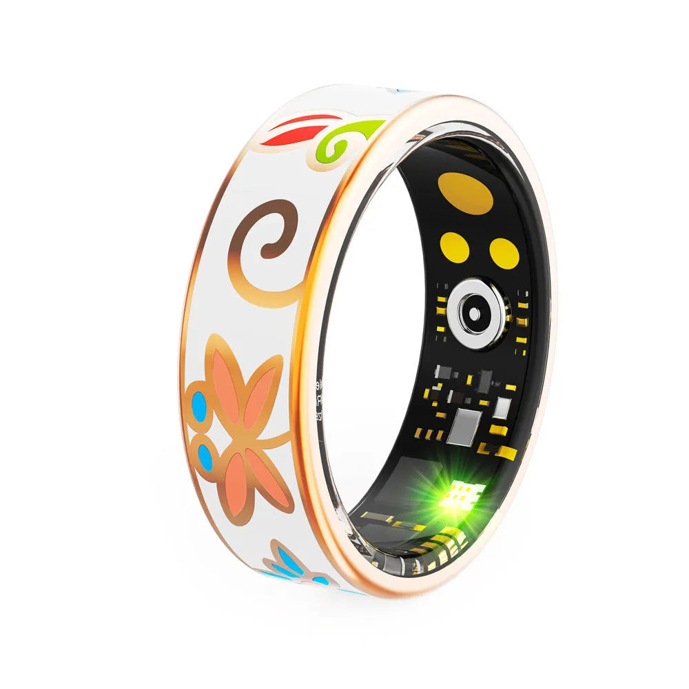 Stainless steel electroplating smart ring with luminous dragon pattern and charging bin, sizes 6 to 14