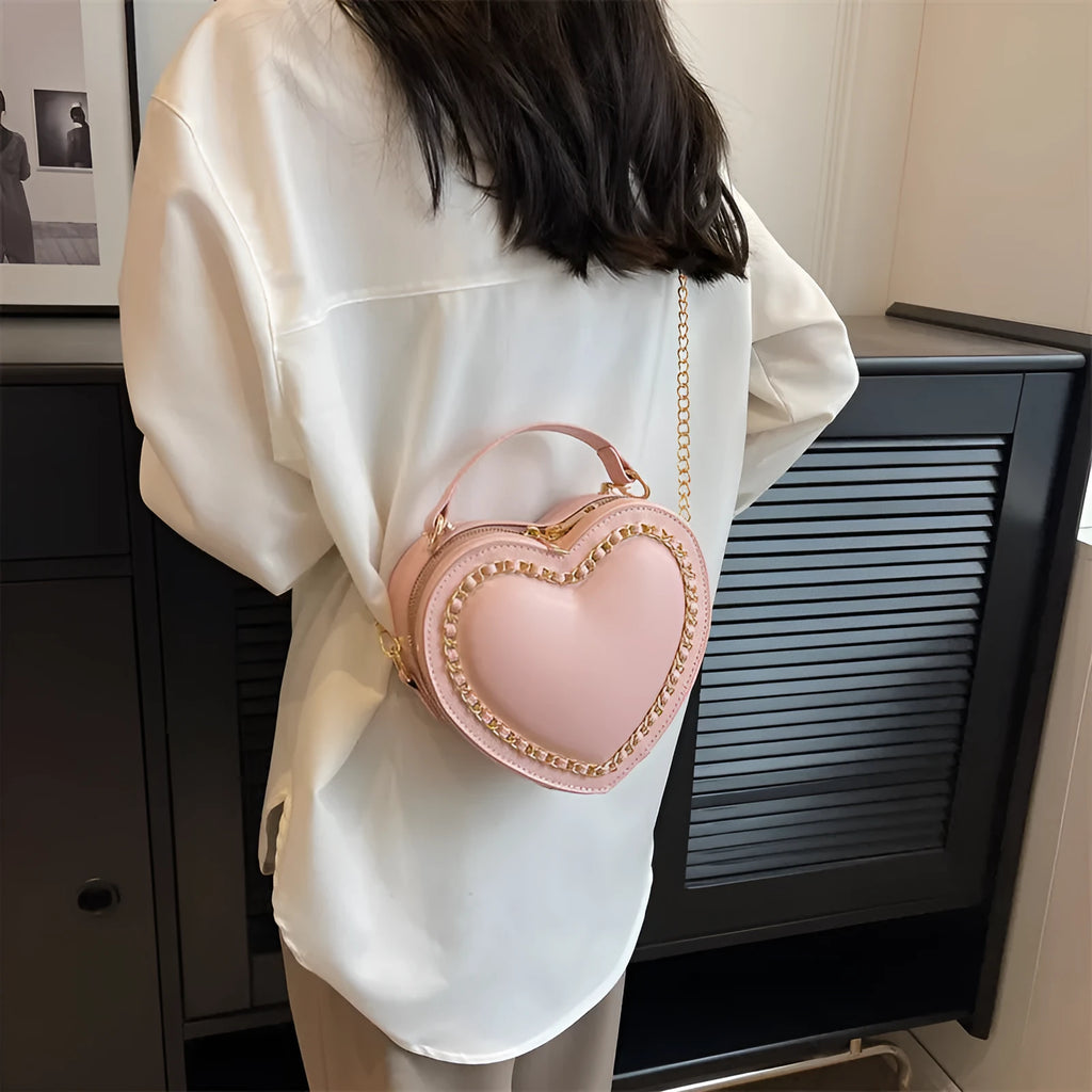 Women's PU chain shoulder messenger bag in beige with internal phone pocket and file bag