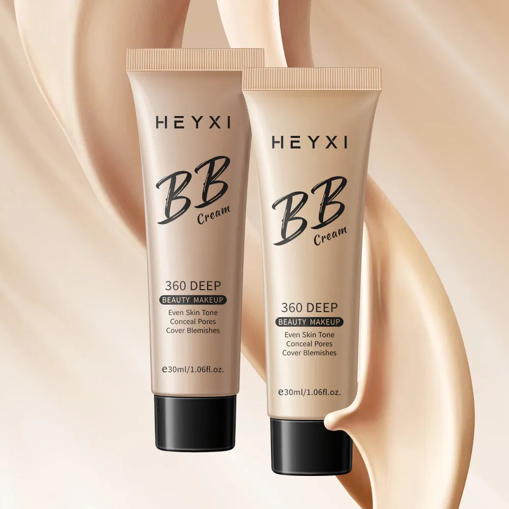 BB cream cosmetic tube in one of four shades (01, 02, 03, 04), waterproof and sweat-resistant formulation.