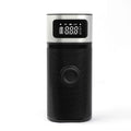 Black portable wireless vehicle air pump with LED light, 15cm hose and accessory nozzles