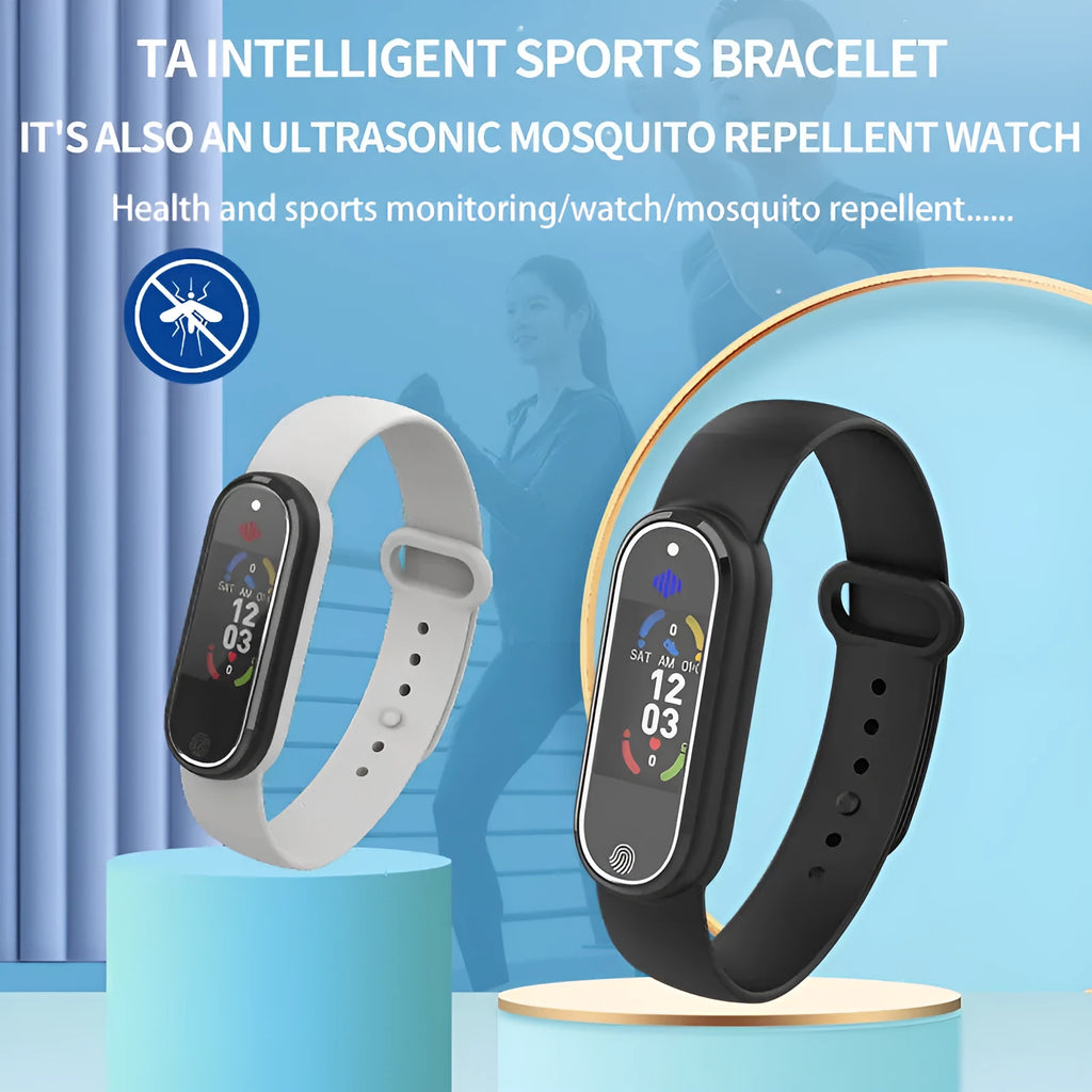 Ultrasonic mosquito repellent bracelet with USB charging in black and white colours