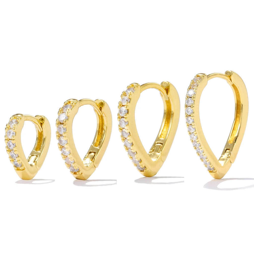 Gold and white geometric heart-shaped copper ear clip for women.