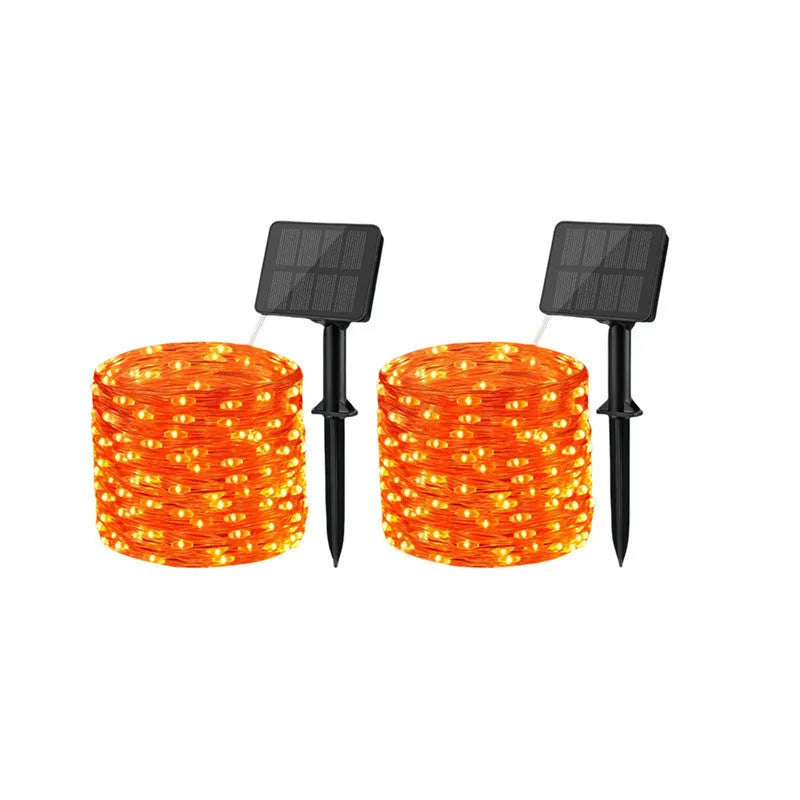 Waterproof solar courtyard Christmas ornamental festoon lamp in orange colour for holiday decoration