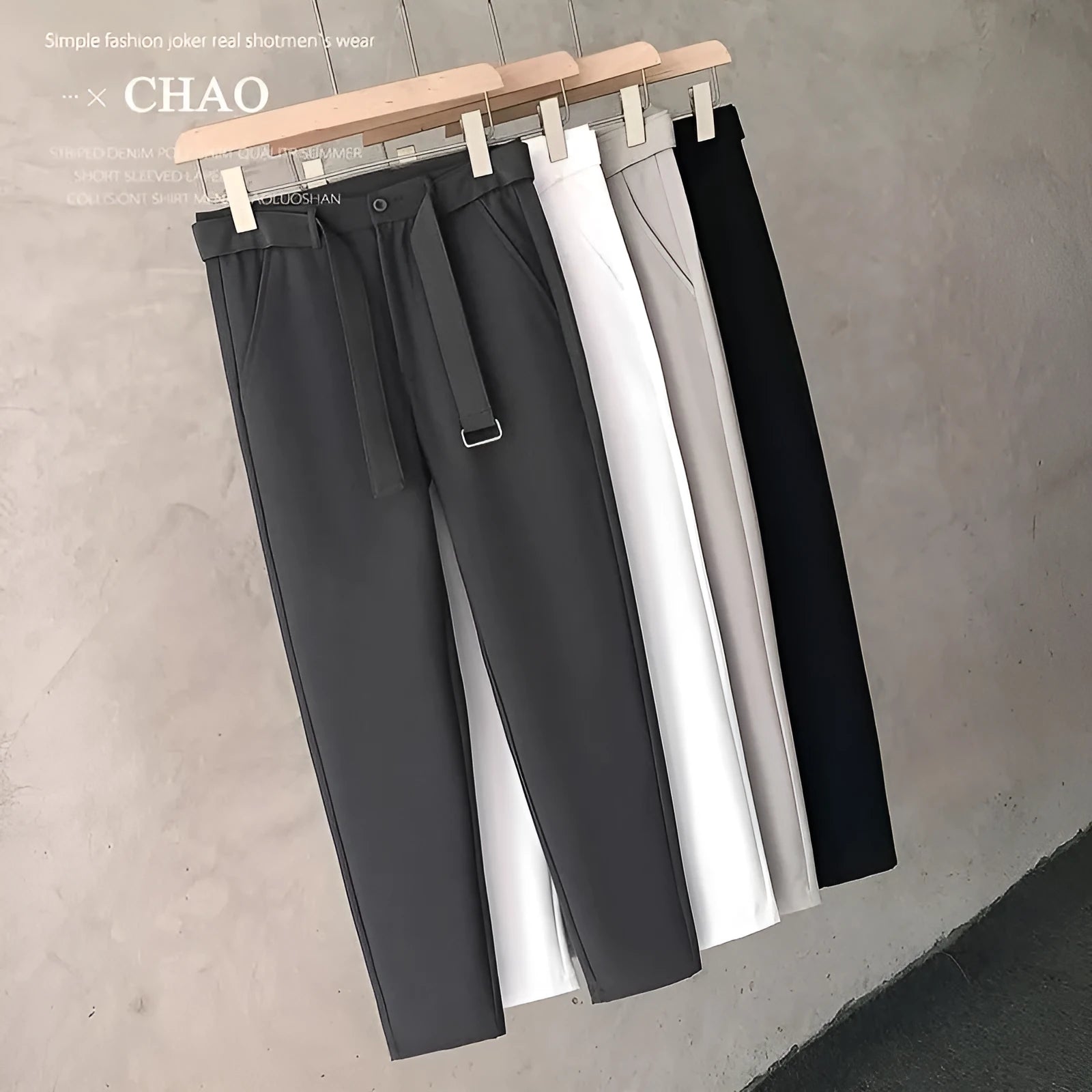 Boys slim straight trousers in wool blend fabric with tapered leg and straight opening