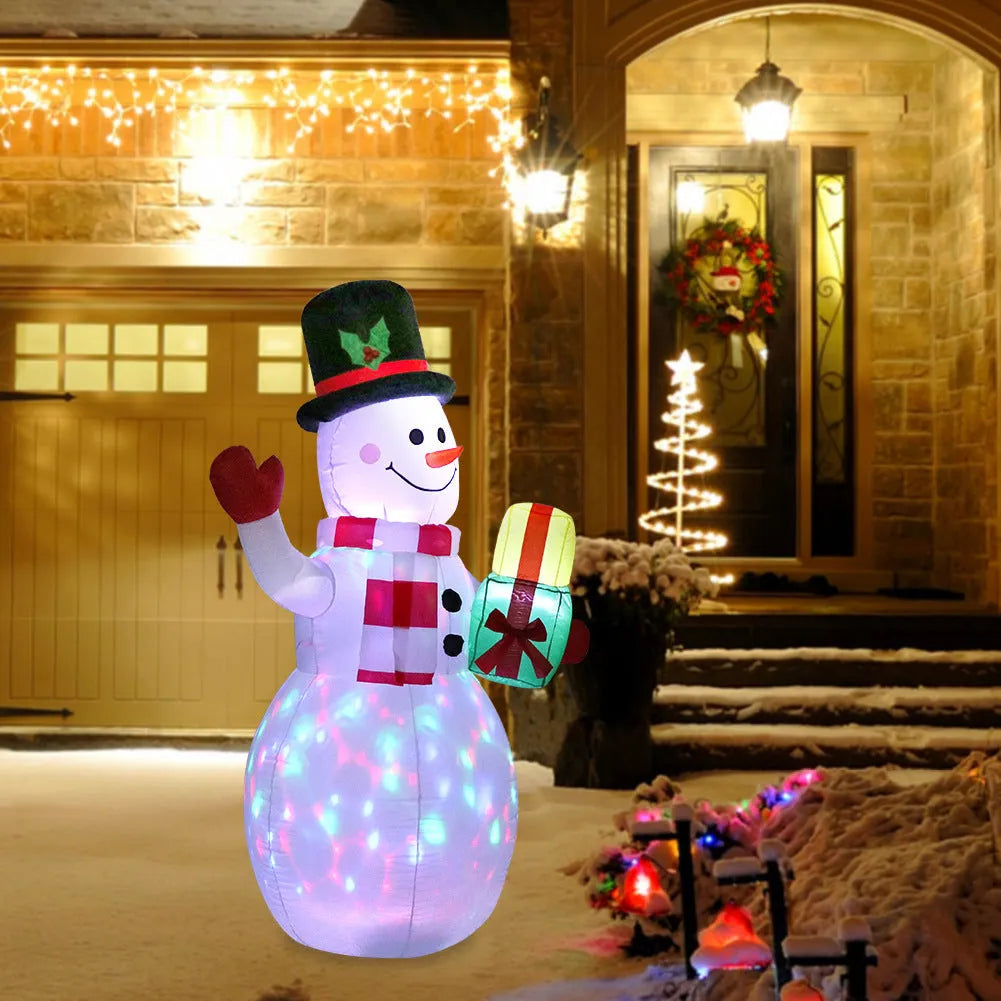 Outdoor Christmas LED inflatable decoration showing Santa, snowman, or tree design with illuminated features