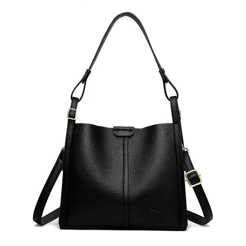 Soft PU retro shoulder bag in vertical square shape with internal organiser compartments in selected colour