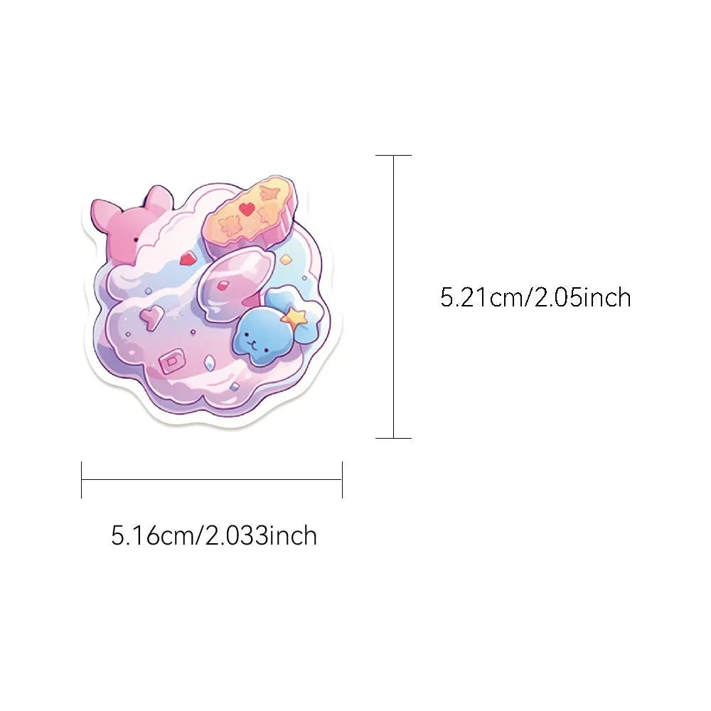 Fresh candy small object decorative waterproof stickers, 50 sheets, cute style, 4-7 cm size.