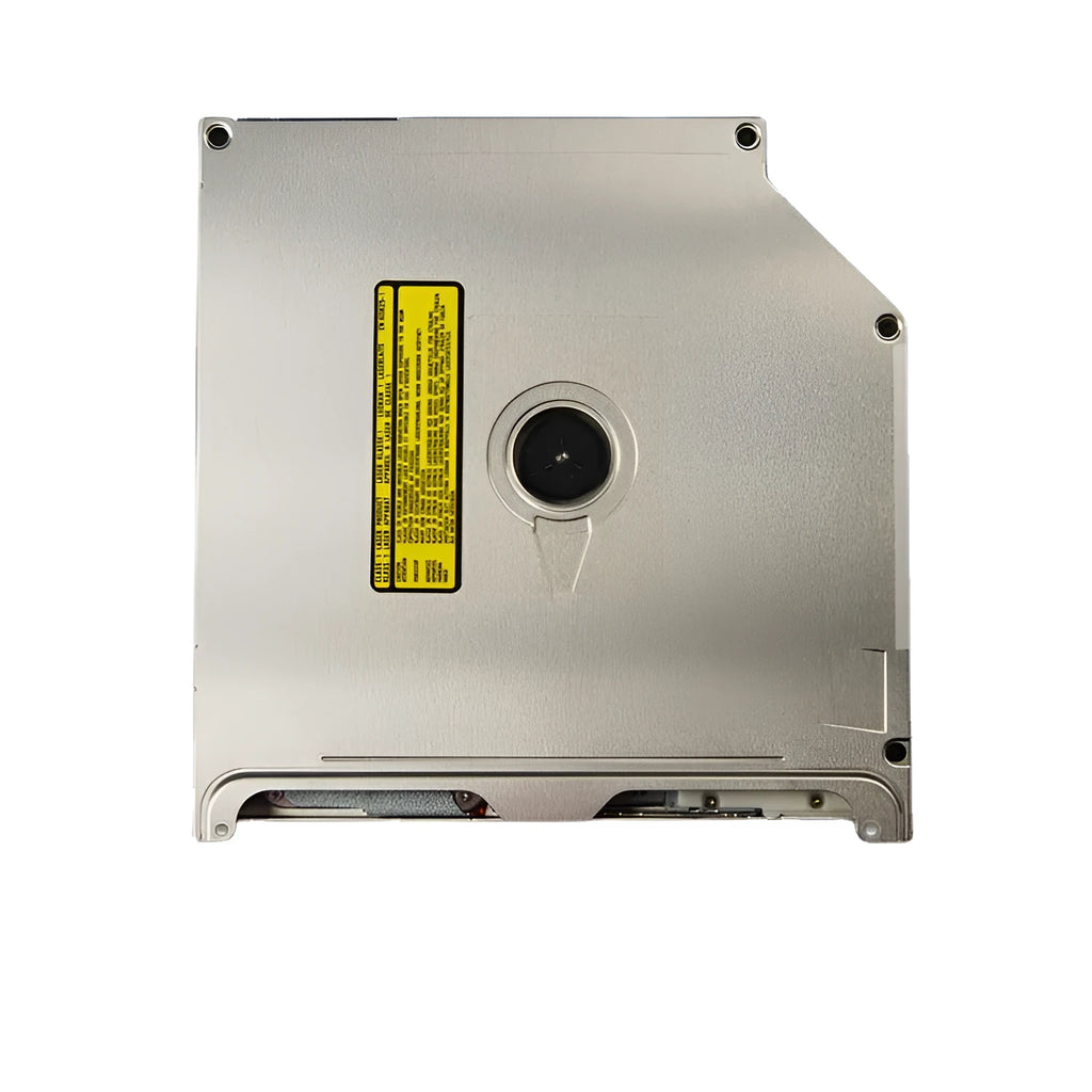 Silver MacBook Pro 13 optical drive replacement with SATA connector and UJ8A8 specification marking