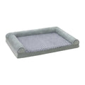 A light grey collapsible cloth dog kennel for medium to large breeds, shown folded flat.